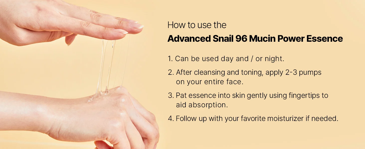COSRX Snail Mucin 96% Power Repairing Essence 100ml, Hydrating Serum for Face with Snail Secretion Filtrate for Dull Skin & Fine Lines, Korean Skincare