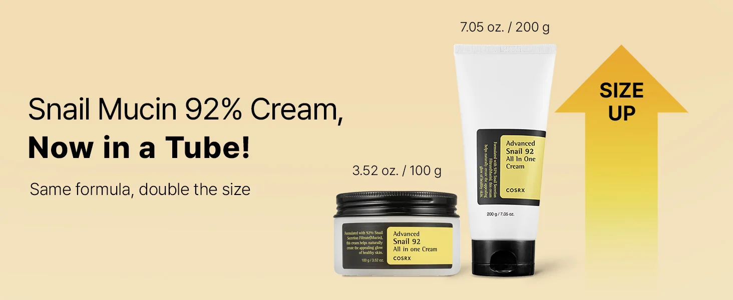 COSRX Snail Mucin 92% Repair Cream 100g, Daily Face Gel Moisturizer for Dry Skin, Acne-prone, Sensitive Skin, Not Tested on Animals, No Parabens, Korean Skincare